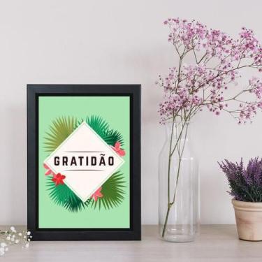 Imagem de Quadro Decorativo Gratidão Tropical 34X23Cm - Moldura Branca - Quadros