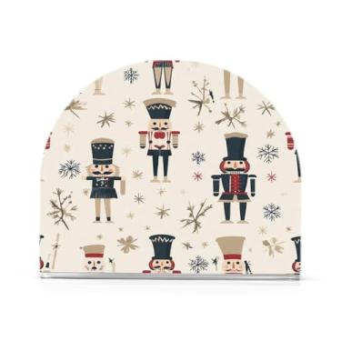 Imagem de Blueangle Porta-guardanapos de personagens de quebra-nozes de Natal, porta-guardanapos verticais à prova de vento para cozinha, decoração de Halloween para casa, dispensador de lenços de acrílico para