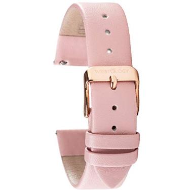 Imagem de Wristology Pulseira de relógio de substituição - couro rosa de 18 mm - liberação rápida - masculina fácil de trocar | Pulseira feminina 18-LB013