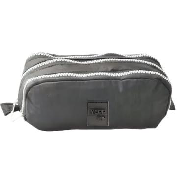 Imagem de Estojo Universitário e Escolar Necessaire Grande 3 Divisões Espaçosas para Materiais Organização Perfeita para Estudantes Material Volta as Aulas (Cinza)