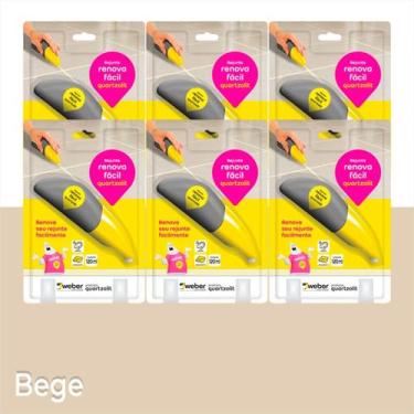 Imagem de Rejunte Renova Fácil Pronto Para Uso Quartzolit 120ml Kit 6, Bege