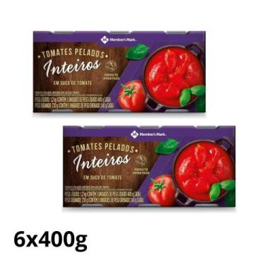 Imagem de 2 pack tomate pelado inteiro members mark 3 latas 400g cada importado 