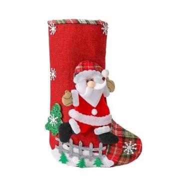 Imagem de Conjunto De Meias De Natal De Pelúcia Com Enfeites De Papai Noel, Bone