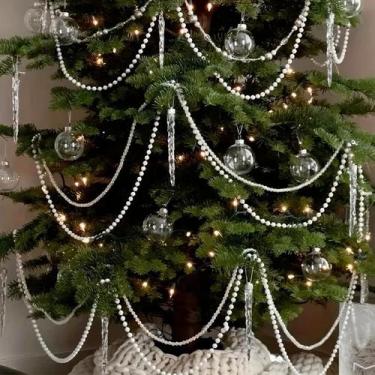 Imagem de Cordão De Pérolas Imitadas De 500CM Para Decoração De Árvore De Natal 