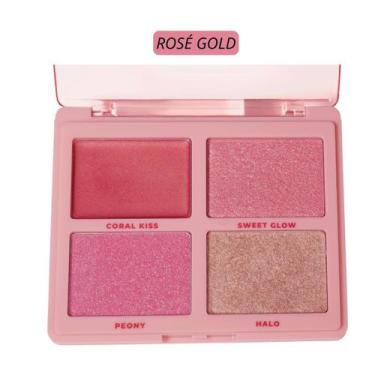 Imagem de Paleta de blush e iluminador blush shine rose gold (hbm1001-1) - ruby 