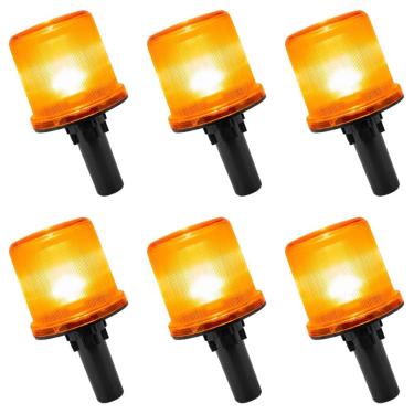 Imagem de Sinalizador Solar Viario Kit 6 Uni Cone Obra Transito Estrada Rodovia Emergencia Sinalizaçao Alerta Segurança Rua