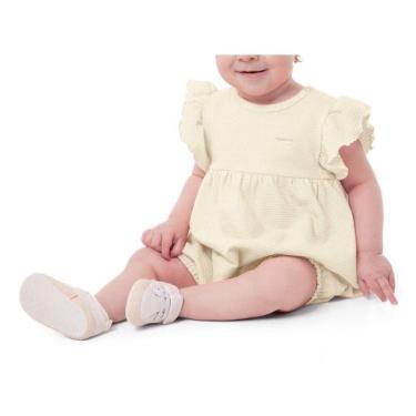 Imagem de Macacão Bebê Feminino Malwee Amplo Curto Texturizado Bege-Feminino