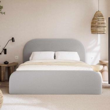 Imagem de Cama Casal Estofada Valentina 1.40m Elegante Cabeceira Alta Arredondad