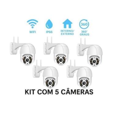Imagem de Kit 5 Câmeras Segurança Externa 360 Full HD + Visão Noturna - Câmeras 