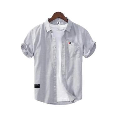 Imagem de Camisa De Negócios Masculina Slim Fit Em Algodão Puro, Respirável, Est