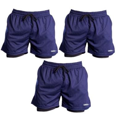 Imagem de Kit 3 Short Masculino Academia Esportivo 2 em 1 Short Segunda Pele Cal