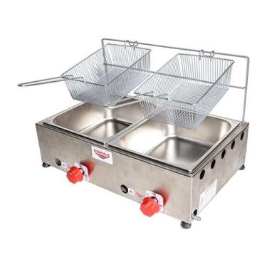 Imagem de Fritadeira Profissional Gás 2 Cestos 10 Litros Inox Cefaz