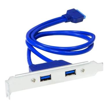 Imagem de Espelho Usb 3.0 2 Portas Traseiro Desktop 19 Pinos Azul - WS