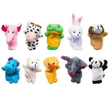 Imagem de Super Z Outlet Kit de 10 Dedoches Fantoche Brincadeira Brinquedo Dedo Animais Bichinho Pelúcia Bicho Bebê