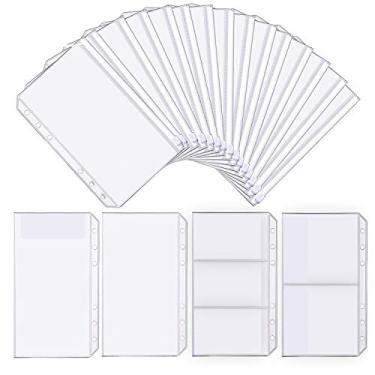 Imagem de LeeLoon 32 peças Bolsos de pasta A6 Tamanho 6 Furos Bolsa de zíper para caderno de 6 anéis Bolsas de folhas soltas, Bolsa de PVC à prova d'água Bolsas de documentos para arquivo, cartões de nome e recibos