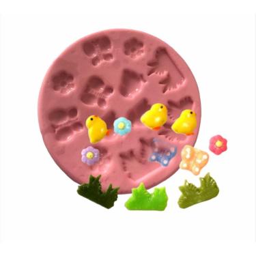 Imagem de Molde De Silicone Mini Jardim, Grama, Joaninha