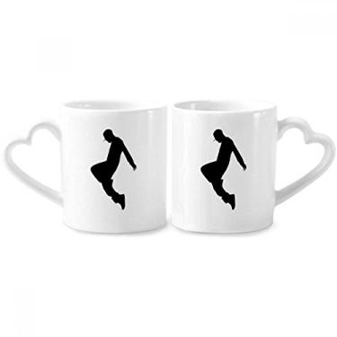 Imagem de Conjunto de canecas de porcelana para casais, dançarino pulando, hip hop, esportes, copo de cerâmica