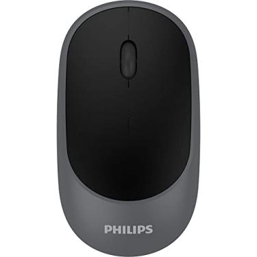 Imagem de PHILIPS Mouse sem fio para laptop, PC ou escritório | Aderência ambidestro e natural | Design silencioso e fino com sensor óptico de alto desempenho e nanoreceptor portátil otimizado (SPK7314), cinza