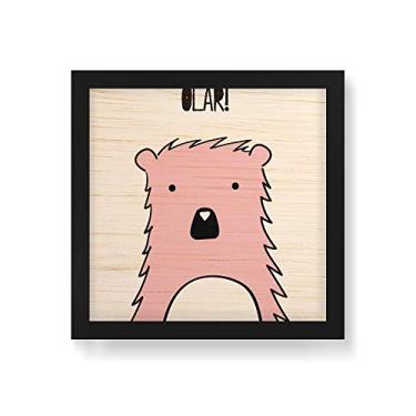 Imagem de Arte Maníacos Quadro Decorativo em Madeira Urso Olar - 30x30cm (Moldura caixa em laca preta)