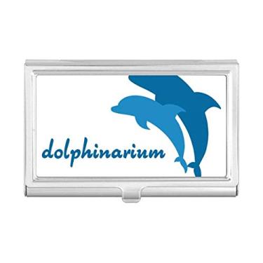 Imagem de Porta-cartões de visita com estampa de golfinho amigável ao oceano azul