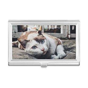 Imagem de Porta-cartões de visita com foto de gato colorida com animal