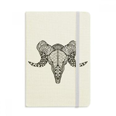 Imagem de Caderno de desenho de animais de antílope longos com estampa de chifres longos, capa dura em tecido clássico diário