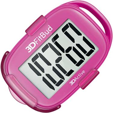 Imagem de Pedômetro 3DFitBud simples para balcão de passo, andando em 3D, com clipe e cordão, A420S, Pink with Clip