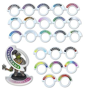 Imagem de Genérico - Anéis de RPG - Acrílico branco e adesivo - 23 anéis - Branco (com variações coloridas temáticas) - DnD 5ed - RPG