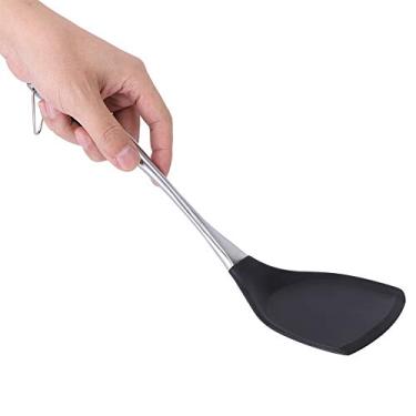 Imagem de Espátula de silicone com cabo longo de aço inoxidável, espátula com fenda de cozinha antiaderente para peixes, ovos, panquecas, resistente ao calor