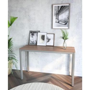 Imagem de Aparador para Sala de Estar 120x75x45cm São Paulo Estanho/Mdf Nogál Malaga