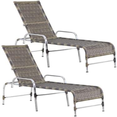 Imagem de Kit 2 Espreguiçadeiras Catar Em Alumínio Capuccino