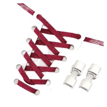Imagem de Elastic Shoelaces Sneakers Mix And Match Colors No Tie Shoe Laces Children Adult Wide Fast Shoelaces(Rose red)