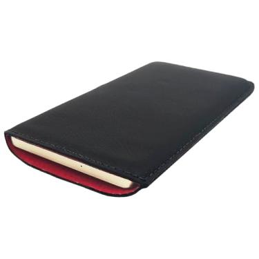 Imagem de Case Couro Legítimo C/Forro Vermelho Para Calculadora Hp12c Preto