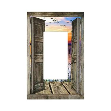 Imagem de Sunset Beach 1 Gang Rocker/Decora Outlet Light Switch Wall Plate Cover Faceplate Decorativo Elétrico para Banheiro Casa Sala de Estar Quarto Decore 5" x 3