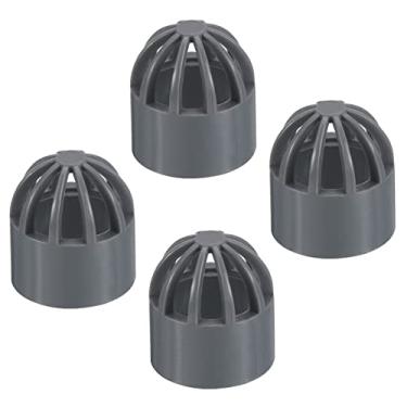 Imagem de PATIKIL Capa de grade de drenagem de átrio ID de 20 mm, pacote com 4 adaptadores de encaixe de tubo de drenagem de esgoto UPVC para uso externo UPVC para sistema de drenagem, cinza