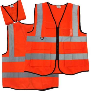Imagem de Colete Faixa Sinalizador Blusao Fluorescente Refletivo EPI Obra Constr