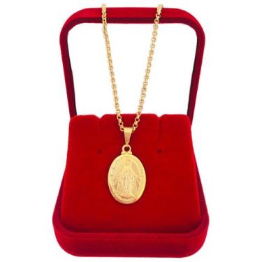 Imagem de Gargantilha Medalha Milagrosa Nossa Senhora Das Graças Folheada a Ouro