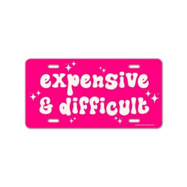 Imagem de Honey Dew Gifts, Caro e difícil, placa de licença de alumínio, placa de licença engraçada, placas de vaidade para carros, acessórios de carro rosa para mulheres, etiquetas de carro femininas fofas, 30