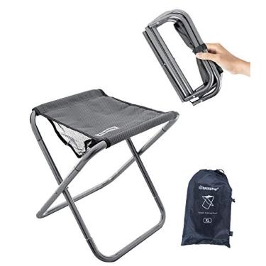 Imagem de Banco de acampamento de 40,6 cm de altura, banco dobrável com bolsa de transporte, suporte de liga de alumínio, leve de 70 kg, capacidade de carga de 90 kg, para viagens, caminhadas, churrasco, pesca