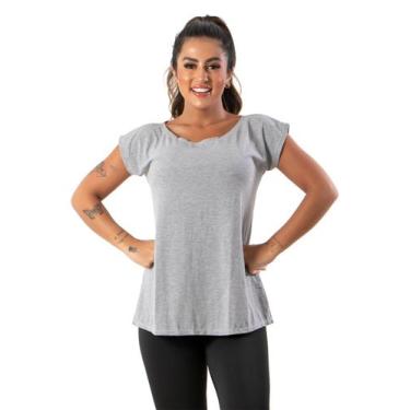 Imagem de Blusa Sobre Legging Feminina Fitness Furadinha Academia - blees, Cinza