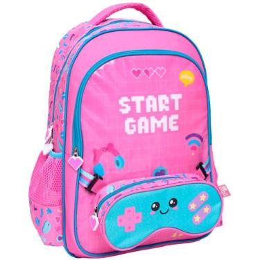 Imagem de Kit Mochila Costas 17 Gamer Girl E Estojo Escolar Infantil - Yins, Ros