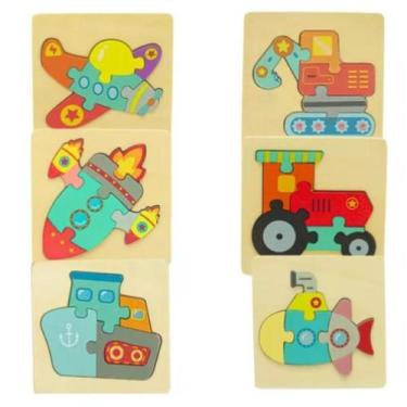 Imagem de Mini Brinquedo Quebracabeça 3d De Madeira Colorido Infantil  Un - ATTI