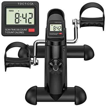 Imagem de FEIERDUN Mini bicicleta ergométrica, pedal exercitador sob a mesa portátil para peddler de braço e perna com telas LCD