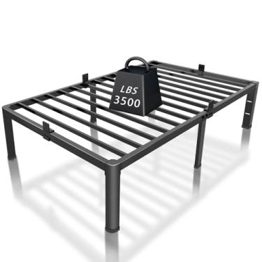 Imagem de ROIL Estruturas de cama de solteiro de 30,5 cm com orifício para cabeceira e pernas de canto redondo Retentores de colchão 1,587 kg ripas de aço resistente sem necessidade de caixa de mola, plataforma