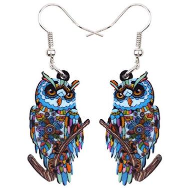 Imagem de Brincos Sweet Dangle OWL arte acrílica pássaro gota para meninas mulheres crianças ambos os lados padrão por Bonsny Jewelry, Acrílico