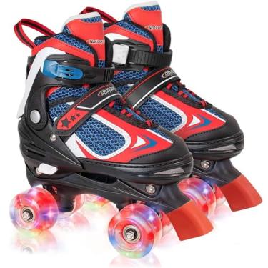 Imagem de Patins Nattork para meninas e meninos, 4 tamanhos de patins ajustáveis para crianças com todas as rodas que acendem, proteção total para crianças em ambientes internos e externos