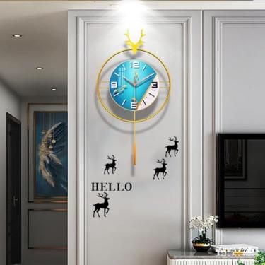 Imagem de Relógio de parede grande operado por bateria para decoração de sala de estar, relógio de parede decorativo grande moderno com pêndulo silencioso sem tique-taque para casa, quarto, cozinha, escola,