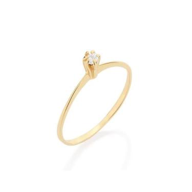 Imagem de Anel Rommanel Solitário Zircônia Redonda Banhado Ouro 512180, 14, Dour