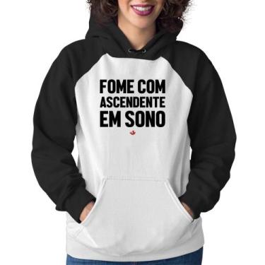 Imagem de Moletom Feminino Fome com ascendente em sono - Foca na Moda, Branco, P