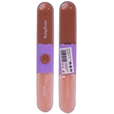 Imagem de Batom Líquido Gloss Duo 2 Em 1 Ruby Rose HBF569, LD06